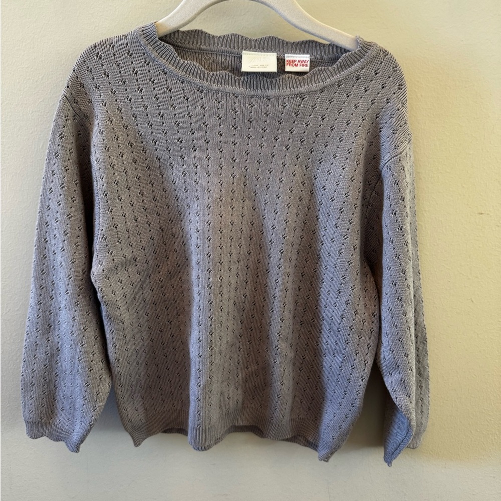 Zara Periwinkle Pointelle Sweater Toddler Girl